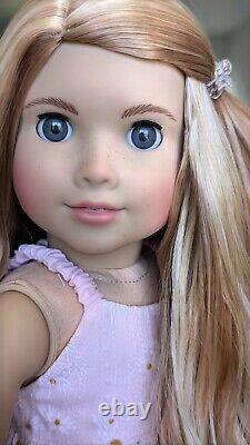 Custom American Girl Truly Me 121 Gray Eyes Light Red Hair Wig Joss Mold OOAK