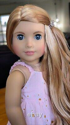 Custom American Girl Truly Me 121 Gray Eyes Light Red Hair Wig Joss Mold OOAK