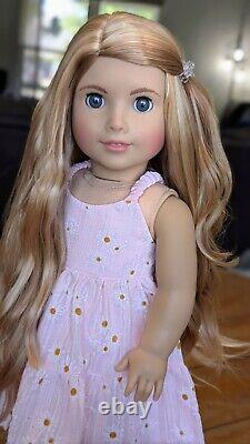 Custom American Girl Truly Me 121 Gray Eyes Light Red Hair Wig Joss Mold OOAK