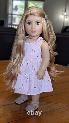 Custom American Girl Truly Me 121 Gray Eyes Light Red Hair Wig Joss Mold OOAK