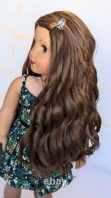 Custom American Girl Truly Me 62 TM JLY Green Eye Brown Wavy Wig Indian OOAK