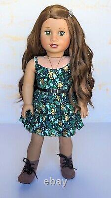 Custom American Girl Truly Me 62 TM JLY Green Eye Brown Wavy Wig Indian OOAK