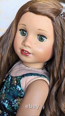 Custom American Girl Truly Me 62 TM JLY Green Eye Brown Wavy Wig Indian OOAK