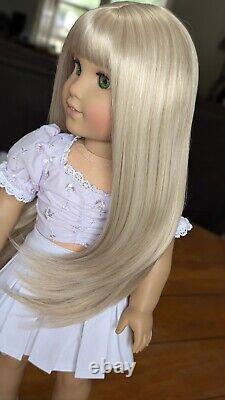 Custom American Girl Truly Me Bright Green Eyes Blonde Hair Wig Bangs OOAK