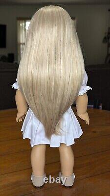 Custom American Girl Truly Me Bright Green Eyes Blonde Hair Wig Bangs OOAK