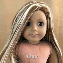 Custom American Girl doll auburn blonde hair dark skin OOAK long wig