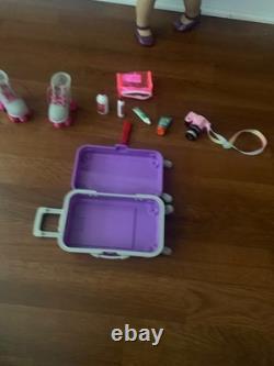 Custom American girl doll and accessories- barely used with multiple bags