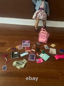 Custom American girl doll and accessories- barely used with multiple bags