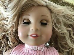 Custom OOAK American Girl Doll Blonde Curly Hair Aquamarine Marie Grace Eyes