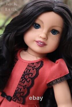 Custom OOAK American Girl Doll NARI Asian Mold Repaint Freckles Dark Curly Hair