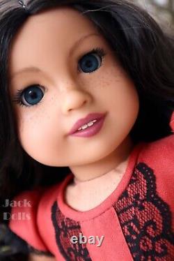Custom OOAK American Girl Doll NARI Asian Mold Repaint Freckles Dark Curly Hair