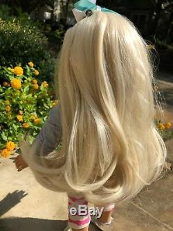 Custom Ooak American Girl Doll new Blond wig, blue eyes, Jojo Siwa styled