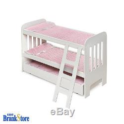 Doll Bunk Bed Trundle American Girl Dolls 18 Inch Furniture Ladder Bedding