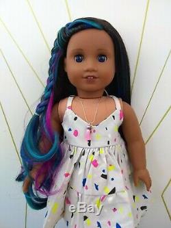 Dot Custom American Girl Doll OOAK Blue Eyes Sonali Blue Purple Pink Hair