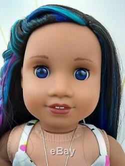 Dot Custom American Girl Doll OOAK Blue Eyes Sonali Blue Purple Pink Hair