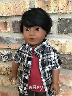 Dylan Custom Boy American Girl Doll OOAK Black Hair Brown Eyes Dark Skin