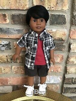 Dylan Custom Boy American Girl Doll OOAK Black Hair Brown Eyes Dark Skin