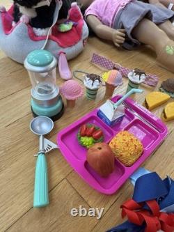HUGE American Girl Doll Lot TWO DOLLS Clothing Food Cat Accessories Cheerleader