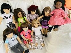 Huge 8 Doll Lot Vintage Pleasant Company American Girl 18'' Dolls