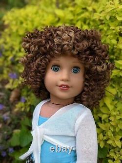 Jessica Custom American Girl Doll OOAK Brown Curly Hair Blue Eyes Courtney 80s