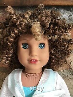 Jessica Custom American Girl Doll OOAK Brown Curly Hair Blue Eyes Courtney 80s