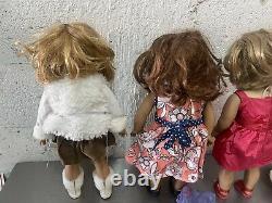 LOT of 3 AMERICAN GIRL DOLLS with OUTFITS and BITTY BABY