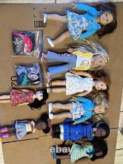 Lot Of 8 American Girl Dolls (6 18) And (2 14) With Accessories And Extras! Addy