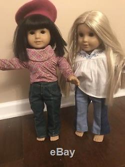 Lot of 2 American Girl Dolls Ivy & Julie, Meet clothes Excellent cond