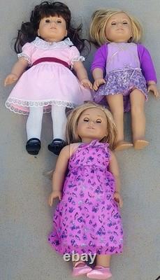 Lot of 3 American Girl 18 Dolls Brunette & Blonde Hair with Outfits
