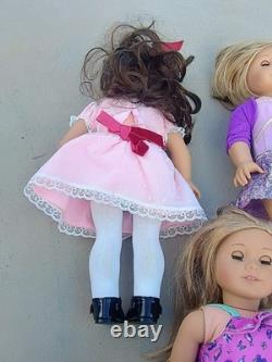 Lot of 3 American Girl 18 Dolls Brunette & Blonde Hair with Outfits