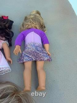Lot of 3 American Girl 18 Dolls Brunette & Blonde Hair with Outfits