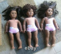 Lot of 3 American Girl Dolls 18 Dark Skin Brown Eyes Doll 2014