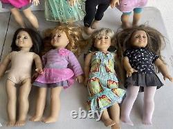 Lot of 8 AMERICAN GIRL DOLLS 18 DOLLS with Extra Clothing Lot