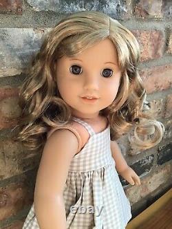 Melissa Custom American Girl Doll OOAK Blonde Curly Hair Bangs Light Brown Eyes