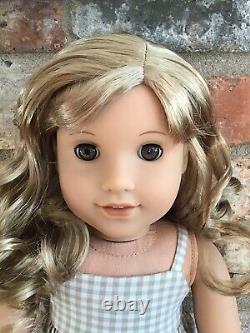 Melissa Custom American Girl Doll OOAK Blonde Curly Hair Bangs Light Brown Eyes