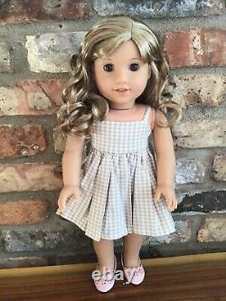 Melissa Custom American Girl Doll OOAK Blonde Curly Hair Bangs Light Brown Eyes