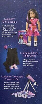 NEW American Girl 18 inch Luciana Doll Book/Telescope/Outfit/Boots Accessories