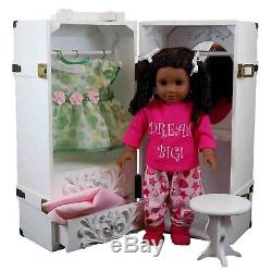NEW Furniture Storage Trunk Case For 18 Inch American Girl Doll Clothes WHITE
