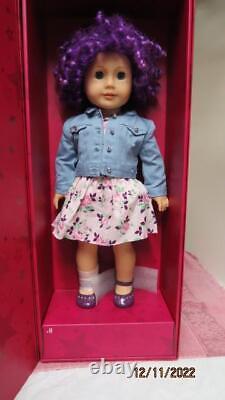 NIB CYO American Girl Blue eyes Purple curly hair light skin Earrings Freckles