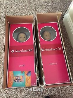 NIB LOT 2 American Girl dolls Retired GOTY 2013 Saige & 2014 Isabelle AUTHENTIC