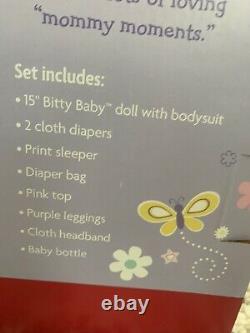 New American Girl Bitty Baby Doll & Accessories Blond Blue Eyes Outfits Bag Etc