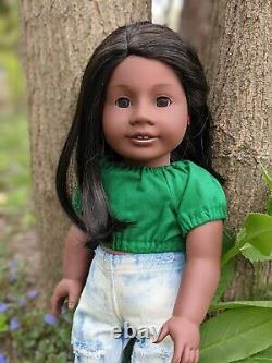 Nina Custom American Girl Doll Brown Eyes Addy Mold Black Brown Hair Ooak