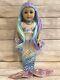 OOAK American Girl Doll 18 Blue Eyes Mermaid Rainbow Hair Facepaint Custom