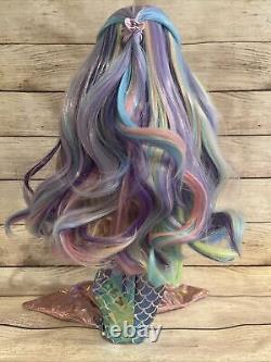 OOAK American Girl Doll 18 Blue Eyes Mermaid Rainbow Hair Facepaint Custom