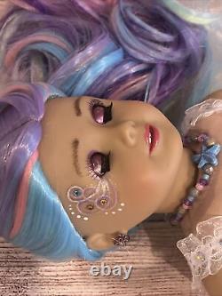 OOAK American Girl Doll 18 Blue Eyes Mermaid Rainbow Hair Facepaint Custom