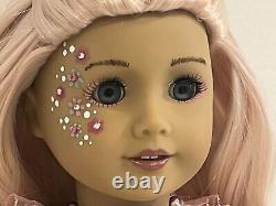 OOAK American Girl Doll 18 Long Pink Curly Hair Blue Eyes Mermaid Facepaint