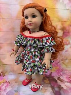 OOAK American Girl Doll 18 Long Red Curly Hair Green Eyes Custom