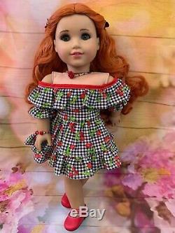 OOAK American Girl Doll 18 Long Red Curly Hair Green Eyes Custom