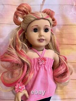 OOAK American Girl Doll 18 Pink and Blonde Hair Custom Makeup