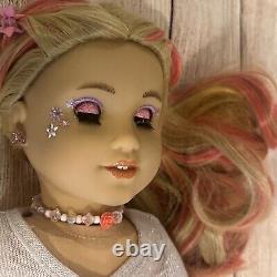 OOAK American Girl Doll Blonde Hair With Pink Streaks Ballerina Custom Face Paint